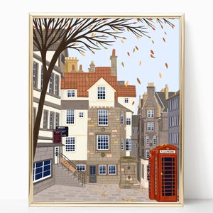 Impressão de viagem de Edimburgo, pôster de paisagem urbana da Escócia, colorido, eclético, vibrante, emoldurado, presente, pôster, tela, arte de parede, decoração de quarto moderna e moderna