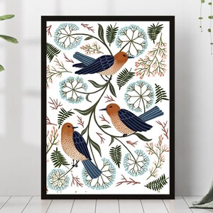 Waldvögel Tierdruck Gerahmtes Weihnachtsgeschenk Herbst Botanisches Muster Montessori Blumenplakat Leinwand Wandkunst Neutral Soft Haus Raumdekor