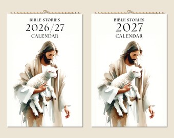 12 Monate Wandkalender 2026 Mitte des Jahres 2027 Christliche Bibel Geschichten Gemälde Geburtstag Geschenkidee Natur Landschaft Geschenk Wohnkultur