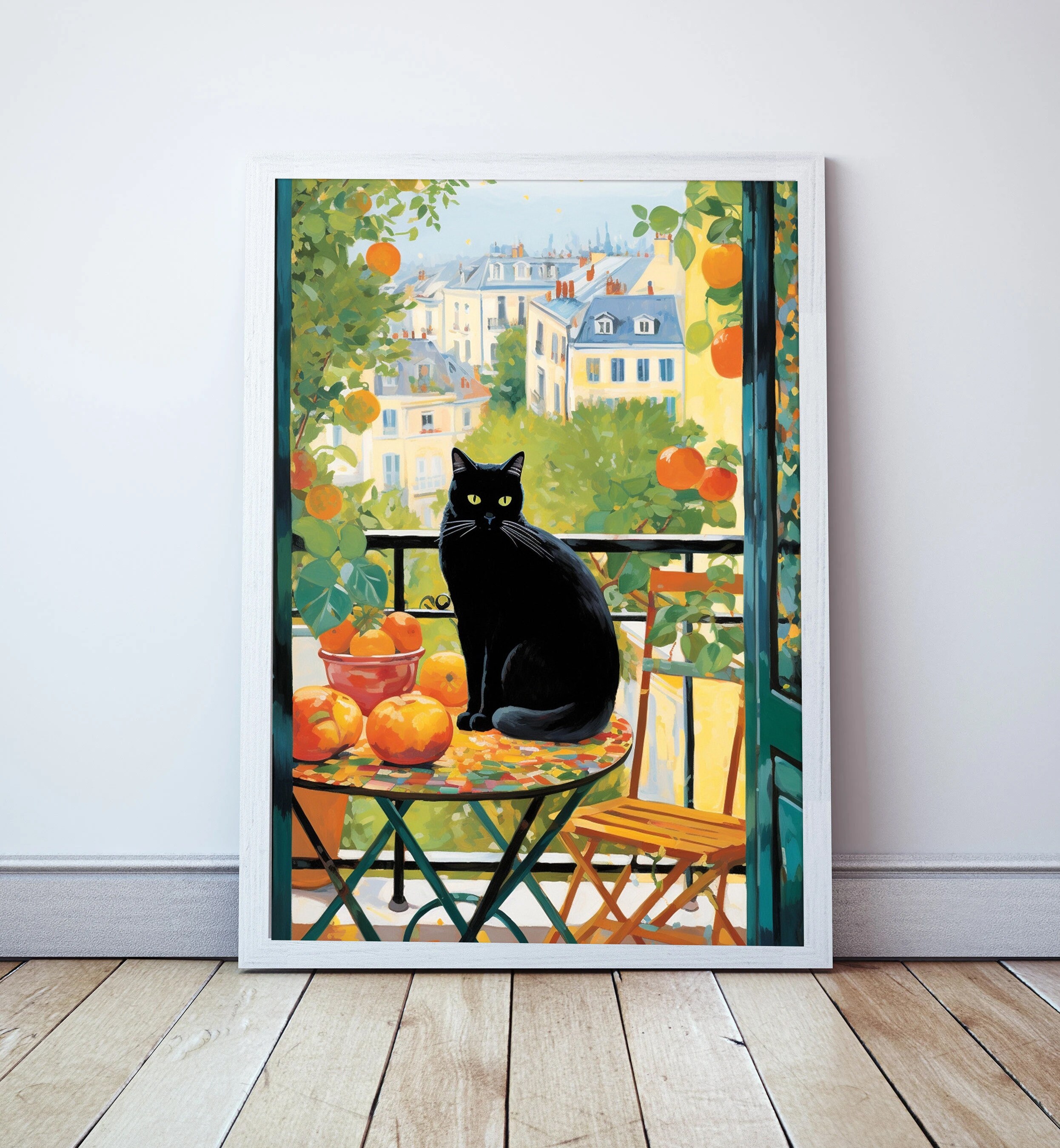 Black Cat Art Gustav Klimt Flower Garden Print Famous Painting Frame ...
