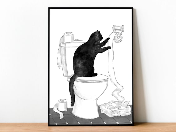 Toilet Paper Cats Art Print | Large Toilet Paper Cats Art Print | Large