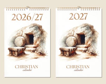 Bible Verse Calendar 12 Months Wall Calendar 2026 Mid-year 2027 Christian Bible Stories Paintings Birthday Gift Idea Present Home Decor