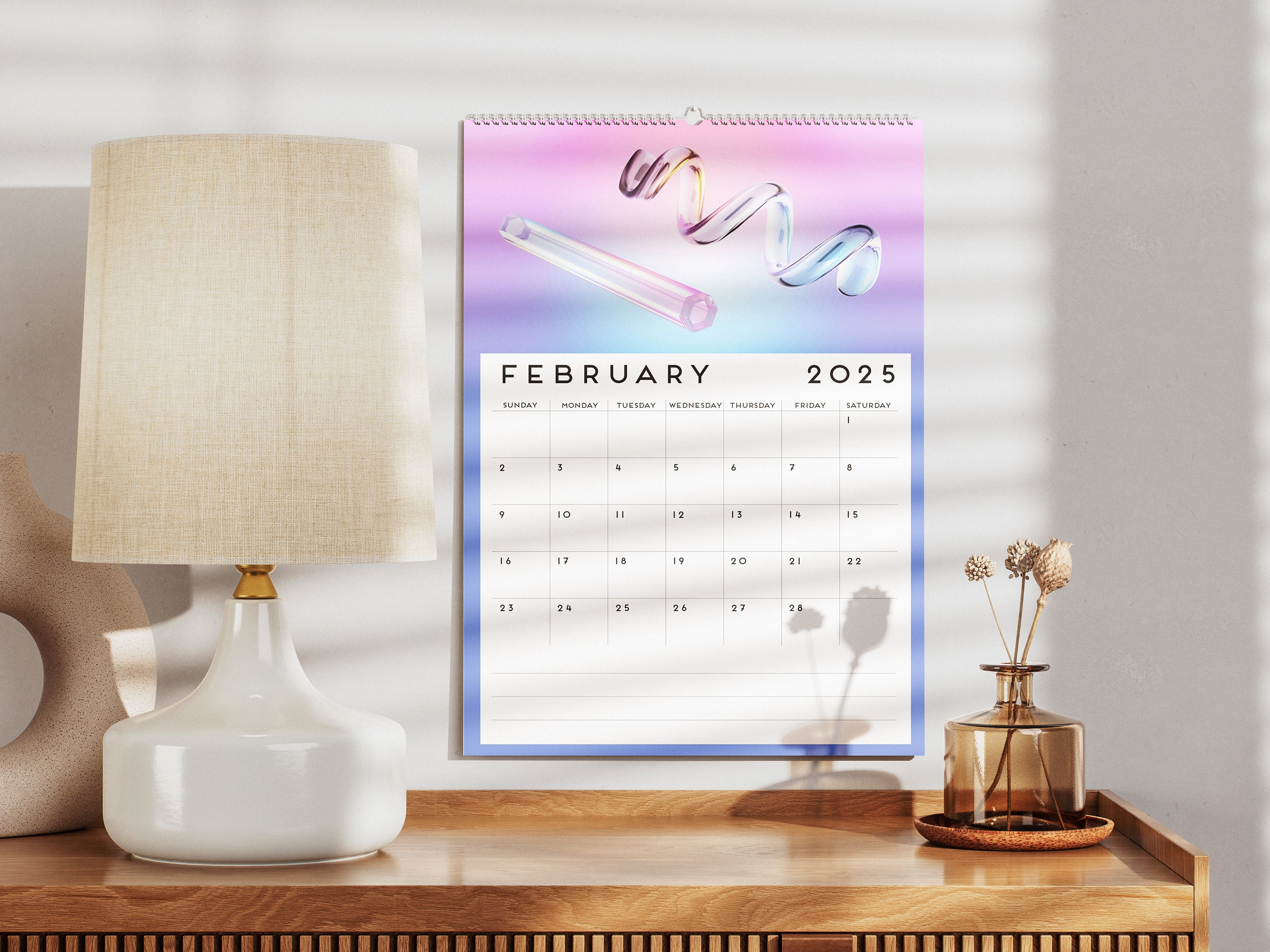 12 Months Wall Calendar 2026 Mid-year 2027 Abstract Geometric ...