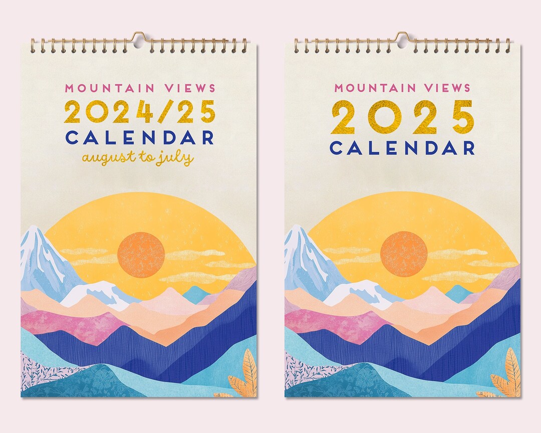 12 Months Wall Calendar 2025 Abstract Mountains Paintings Birthday Gift ...