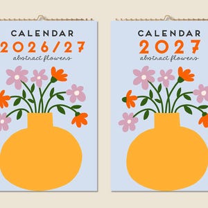 12 Months Wall Calendar 2026 Mid-year 2027 Abstract Floral Paintings Mothers Day Gift Idea Flowers Present Home Decor