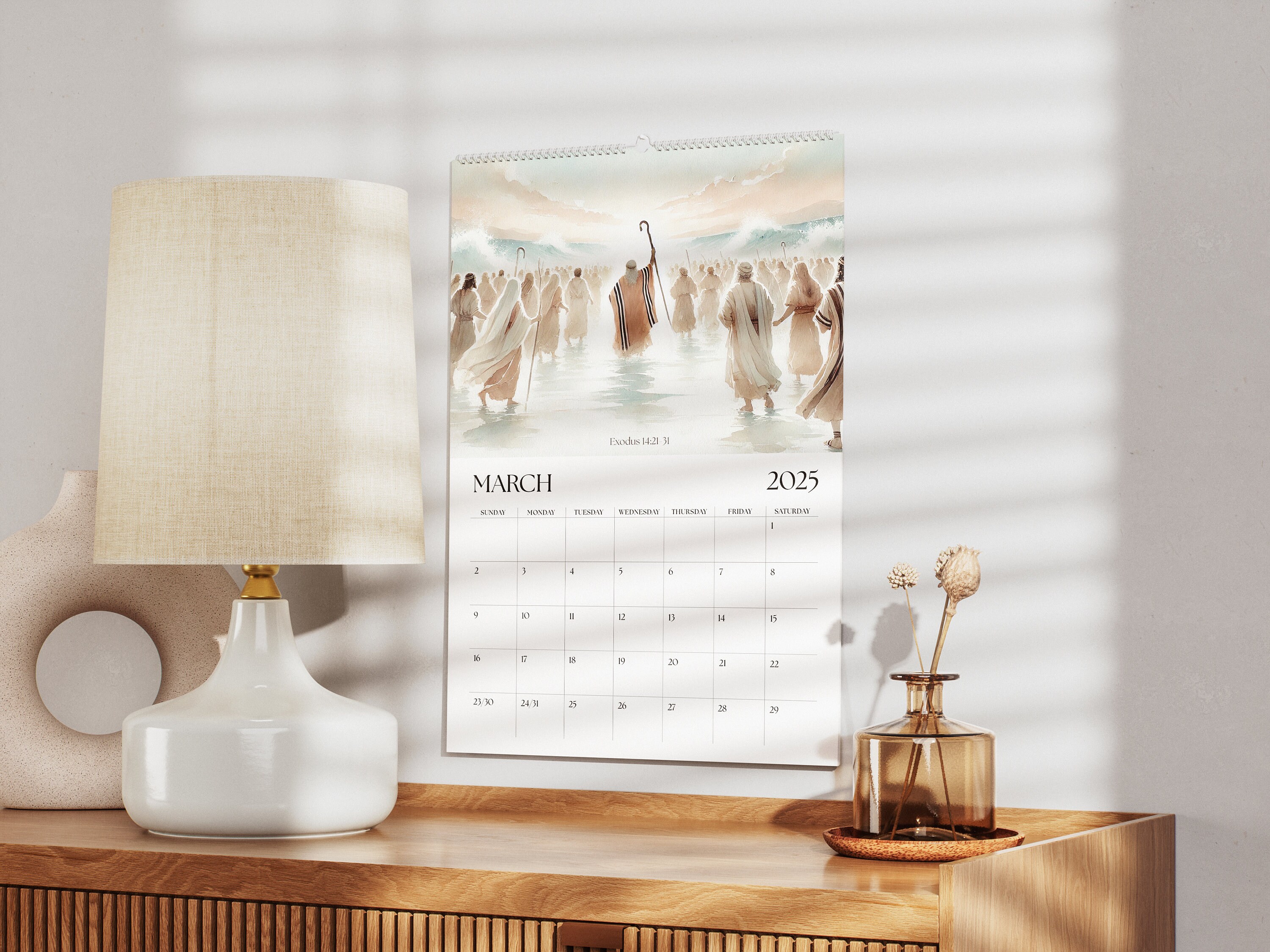 12 Months Wall Calendar 2026 Mid-year 2027 Christian Bible Stories ...