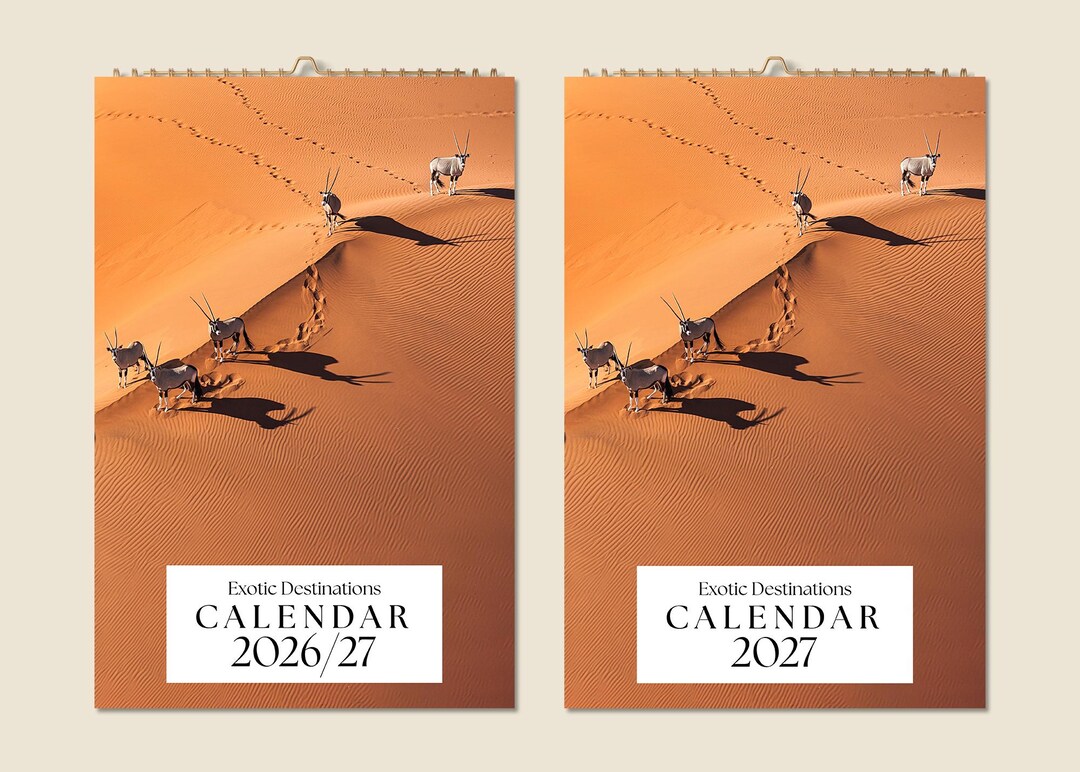 12 Months Wall Travel Calendar 2026 Mid-year 2027 Exotic Destinations ...