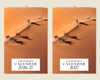 Calendario de pared de 12 meses para viajes 2026 - Mediados de año 2027 - Fotos de destinos exóticos - Idea de regalo para el Día de la Madre - Regalo moderno para la decoración del hogar