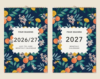 Calendario da parete di 12 mesi 2026 - Metà anno 2027 - Dipinti floreali ad acquerello - Idea regalo per la festa della mamma - Regalo moderno - Decorazione per la casa