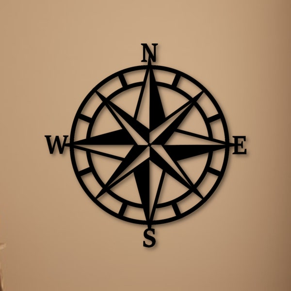 Laser Cut Nautical compass dxf and svg file, laser and plasma cut vector files