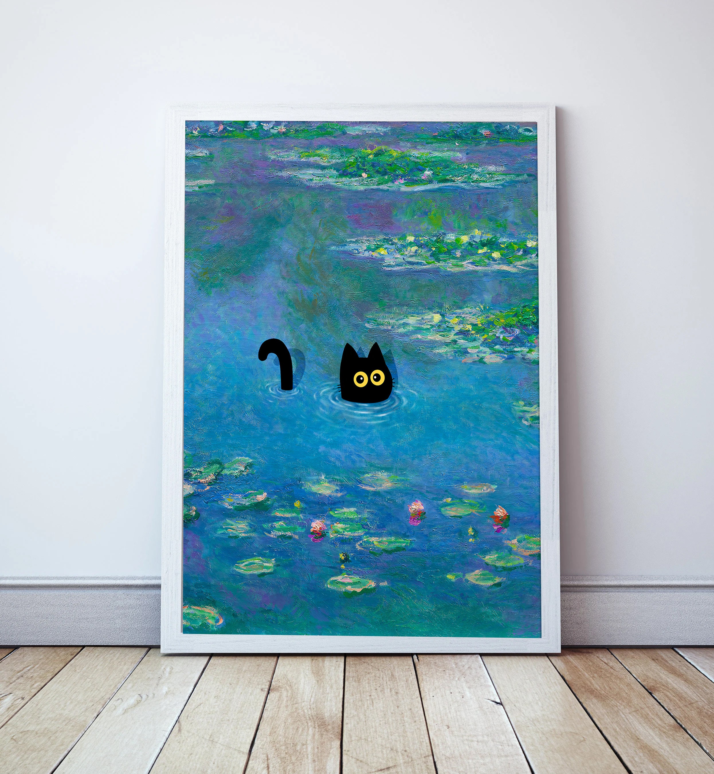 Claude Monet Waterlily Black Cat Art Water Lilies Print Famous Painting ...