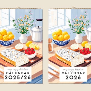 12 Months Wall Calendar 2025 Mid-year 2026 Kitchen Wall Decor Woman Christmas Gift Idea Mother Modern Present Home Decor