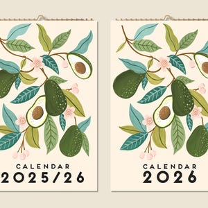 12 Months Wall Calendar 2025 Mid-year 2026 Abstract Fruits Paintings Christmas Gift Idea Modern Present Home Decor