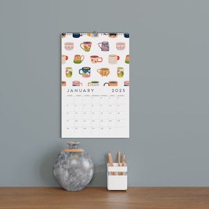 12 Months Wall Calendar 2025 Abstract Paintings Kitchen Calendar ...