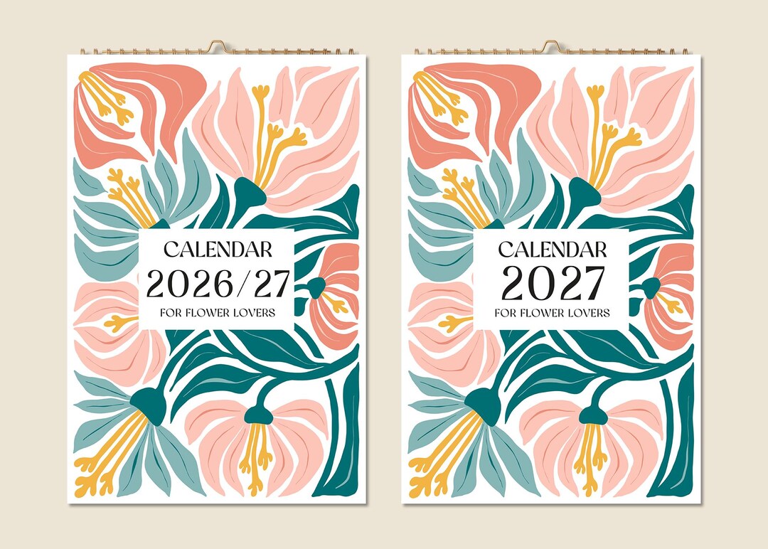 12 Months Wall Calendar 2026 Mid-year 2027 Abstract Floral Paintings ...