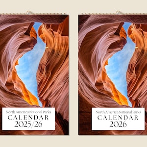 12 Months Wall Calendar 2025 Mid-year 2026 National Parks Photo Christmas Gift Idea Nature Landscape Present Home Decor Travel Gift