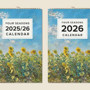 12 Months Wall Calendar 2025 Mid-year 2026 Watercolor Floral Paintings Christmas Gift Idea Modern Present Home Decor
