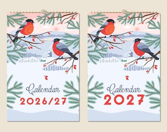 Calendario da parete di 12 mesi 2026 - Metà anno 2027 - Dipinti di uccelli - Idea regalo per la festa della mamma - Ispirato alla natura - Regalo per la casa e l'ufficio