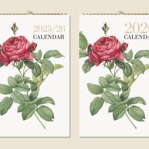 Calendario da parete 12 mesi 2025, metà anno 2026, dipinti floreali, idea regalo di Natale, fiori, regalo, arredamento per la casa