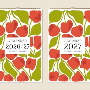 Calendario da parete di 12 mesi 2026 - Metà anno 2027 - Quadri astratti di frutta - Idea regalo per la festa della mamma - Regalo moderno - Decorazione per la casa