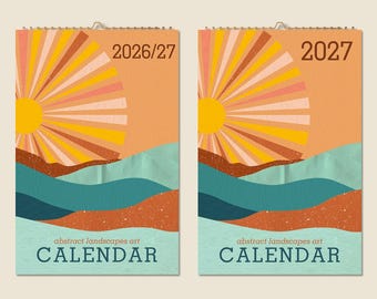 12 Months Wall Calendar  2026 Mid-year 2027 Abstract Nature Landscapes Paintings Idea Modern Present Home Decor Mountains Academic Calendar