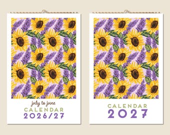 12 Months Wall Calendar 2026 Mid-year 2027 Abstract Floral Paintings Mothers Day Gift Idea Flowers Present Home Decor
