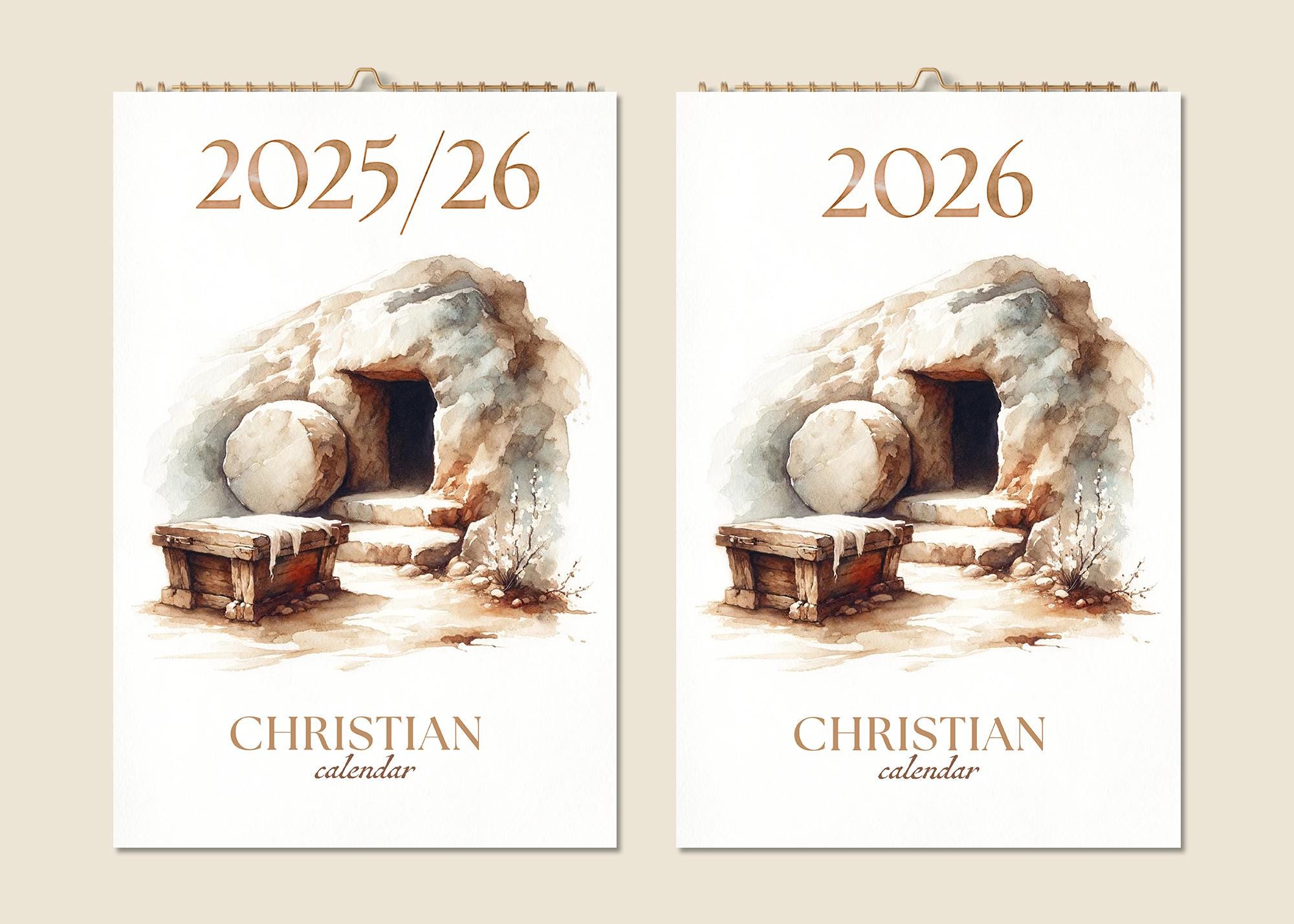 Bible Verse Calendar 12 Months Wall Calendar 2025 Mid-year 2026 Christian Bible Stories Paintings Birthday Gift Idea Present Home Decor