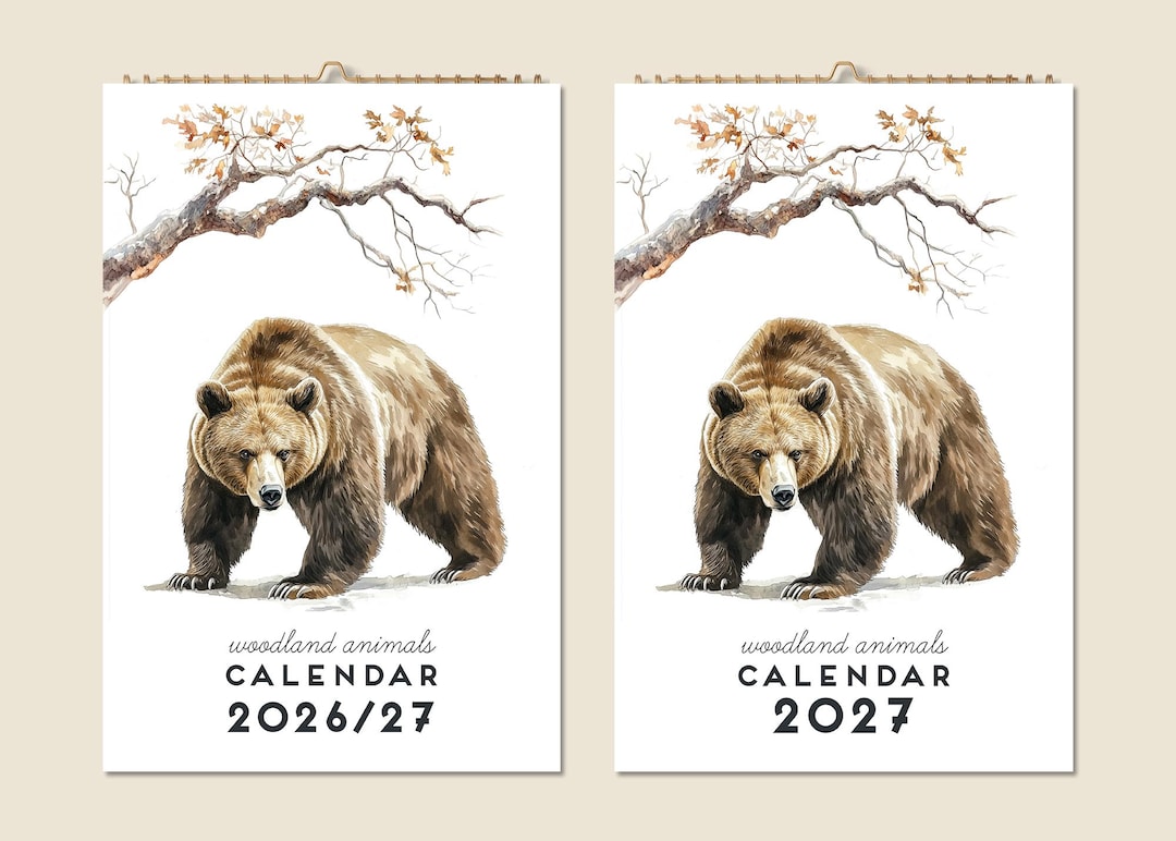 12 Months Wall Calendar 2026 Mid-year 2027 Woodland Animals Pictures ...