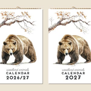 Calendario de pared de 12 meses 2026. Mediados de año 2027. Imágenes de animales del bosque. Idea de regalo para el Día de la Madre. Lindo regalo para la decoración del hogar.