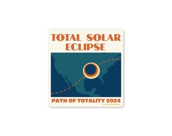 Path of Totality Eclipse Sticker | Total Eclipse 2024 | Travel Memento | Retro Illustration | Solar Eclipse