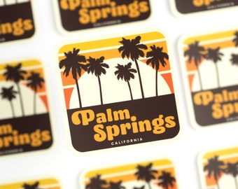Palm Springs, California Sunset Sticker | Southern California | SoCal | desert | Retro | mid century | Hiking | Camping | Palm Trees