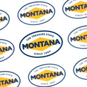 1889 Montana Classic Badge Sticker | Vinyl Sticker | Camping, National Parks, Hiking, Fishing, Exploring | Glacier | Yellowstone