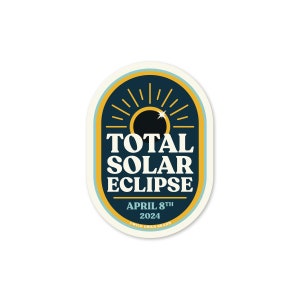 Sun Eclipse Sticker | Total Eclipse 2024 | Travel Memento | Retro Illustration | Solar Eclipse