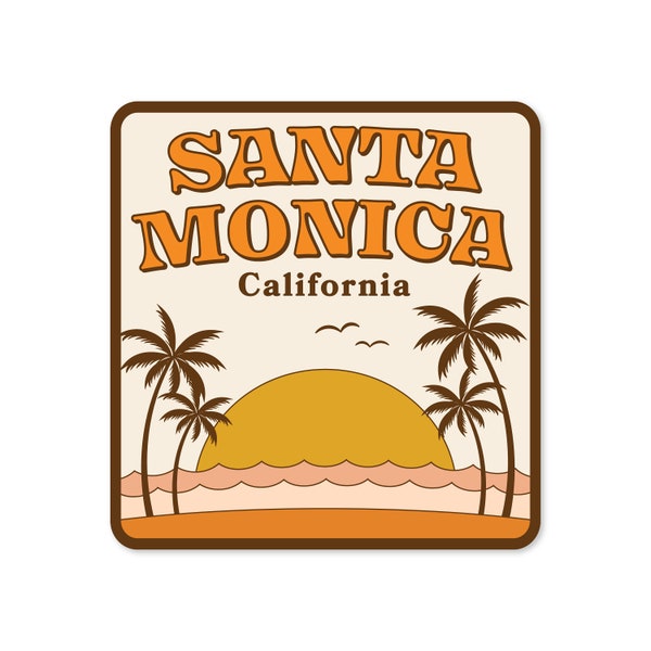 Santa Monica, California Sticker| Retro | Surf | West Coast | Beach | Los Angeles | Santa Monica Pier | I love California