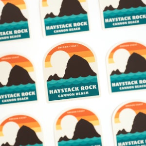 Haystack Rock Oregon Sticker: Cannon Beach Retro Travel Memento
