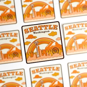 Seattle, Washington Sticker | Seattle Skyline and Mt. Rainier | the Emerald City