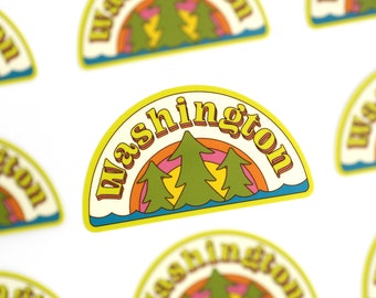 Retro Washington Sticker | Seattle | Tacoma | Spokane | Puget Sound | PWN | Travel