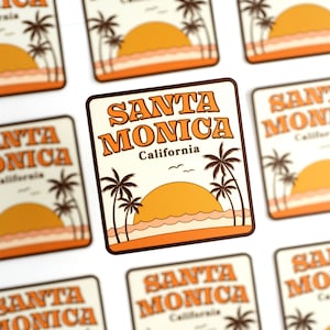 Santa Monica, California Sticker| Retro | Surf | West Coast | Beach | Los Angeles | Santa Monica Pier | I love California