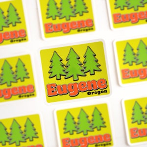 Rétro Eugene, Orégon Sticker | Track City Etats-Unis | UofO | Comté de Lane | Vallée de la Willamette