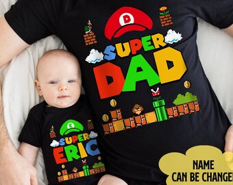 Super Mario Dad And Son Shirt | Personalized Mario Family Shirt | Super Dad Daddio Shirt | Matching Father Son | Mario Fathers Day Shirt