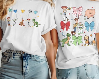 Disneyland Toy Story Coquette Bows Watercolor Shirt, Pixar Toy Story Shirt, Woody Jessie Buzz Alien Rex Tee, Disneyland Family Matching Trip