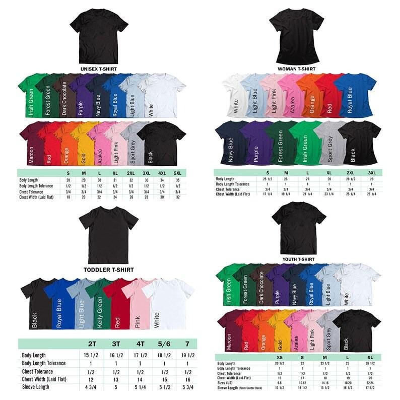 a group of shirts with different colors and sizes