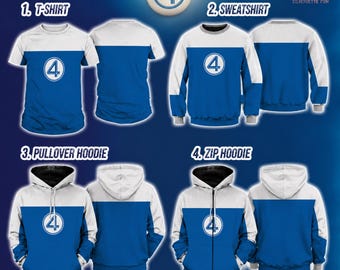 Fantastic Four 3D Halloween Costume Hoodie, Fantastic Four First Steps Sweatshirt, MCU Superhero All Over Print, Fantastic Four Cosplay