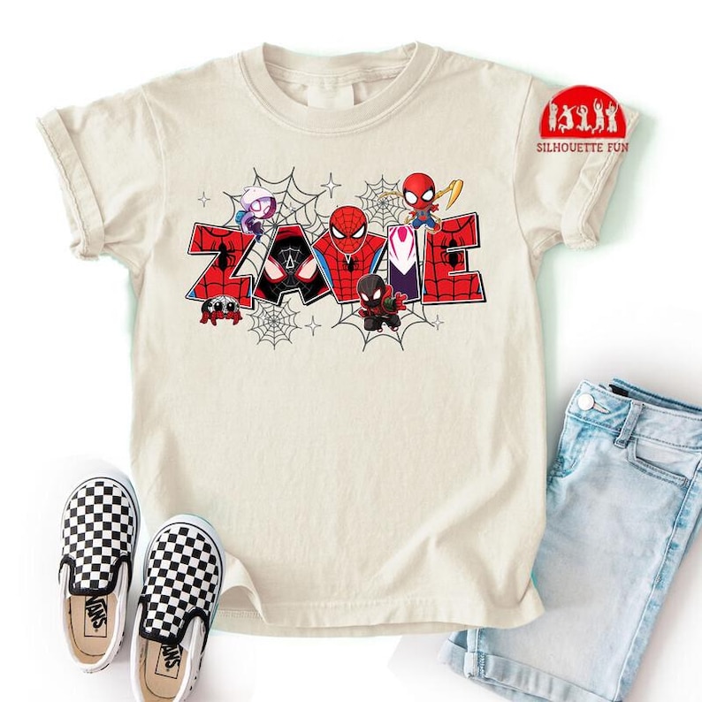Custom Name Spidey & His Amazing Friends Birthday Shirt, Birthday Family Matching Tee, Ghost Spider Birthday, Superhero Birthday Shirt image 1