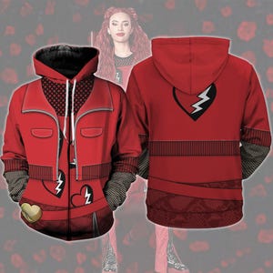 Red Descendants 4 3D Full Over Print Hoodie, The Rise Of Red Cosplay, Red Of Hearts, Magic Kingdom, Musical Fantasy Outfit, Wonderland Party