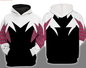 Spider Gwen Stacy 3D Full Over Print Hoodie, Gwen Stacy Cosplay Sweatshirt, Spider Girl 3D Costume Sweatshirt Hoodie, Superhero Cosplay