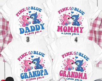 Stitch Angel Gender Reveal Shirt, Disneyland First Time Mom Shirt, Disneyland Gender Announcement Shirt, 2025 Baby Shower Tee, New Mom Tee