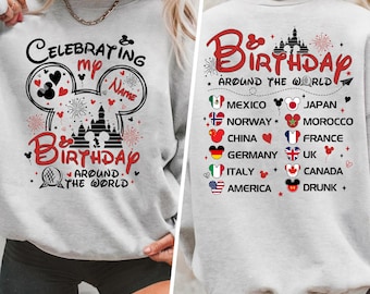 Personalized Epcot Celebrating My Birthday Around The World Shirt, Epcot Birthday Shirt, Disneyland Epcot Tour, Disneyland Trip Birthday