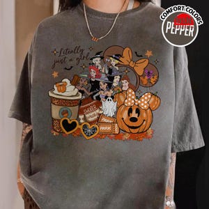 Disneyland Princess Literally Just A Girl Halloween Shirt, Snow White Ariel Jasmine Spooky Sweatshirt, Disneyland Halloween 2026 Trip shirt immagine 2