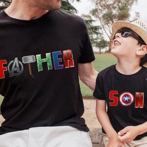 Avengers Dad And Son Shirt | Father And Son Shirts | Super Dad Son Shirt | Daddy And Me Shirt | Captain America | Fathor | Fathers Day Shirt image 1